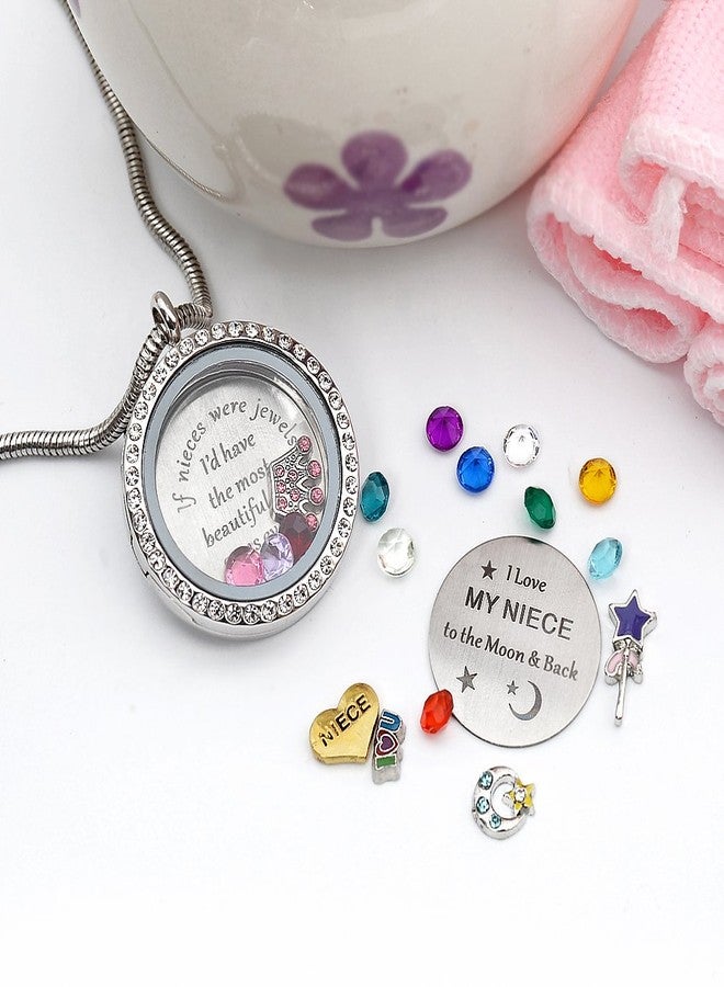 Beffy I Love My Niece to the Moon & Back Pendant Necklace, Floating Charms Locket for Women, Gift from Aunt - Image 5